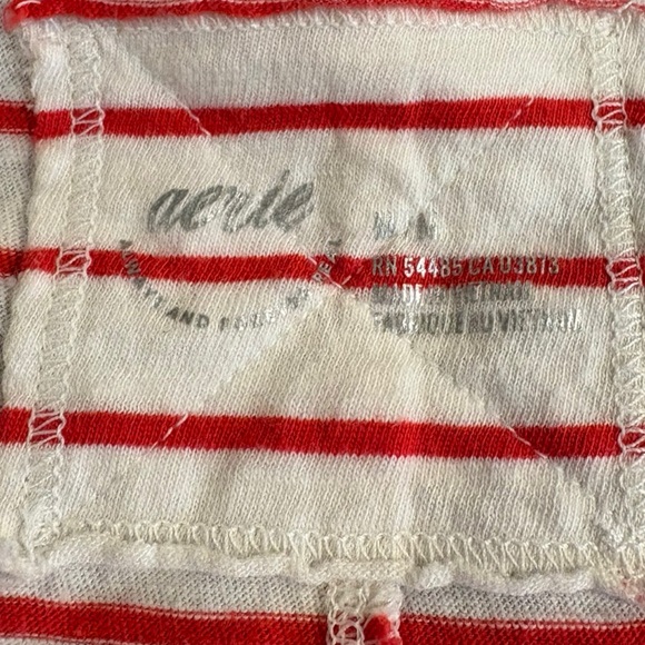 Aerie Red & White Striped Long Sleeve Top Relaxed Fit Size M - Picture 2 of 4
